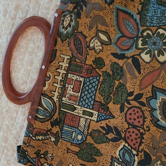 Vintage Boho Purse with Tortoise Handles - Picture 2 of 13
